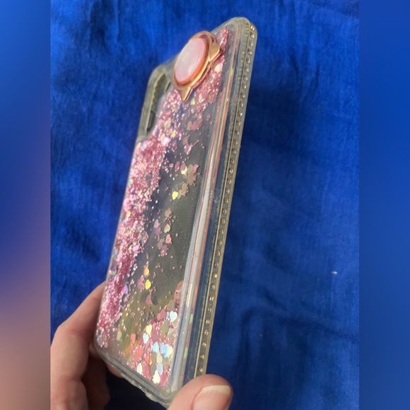 (2)A13 Samsung galaxy phone cases black & rose gold waterfall pink sequins float - Picture 5 of 11